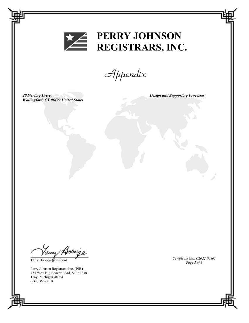 ISO 9001:2015 and AS9100D Certificate - Appendix