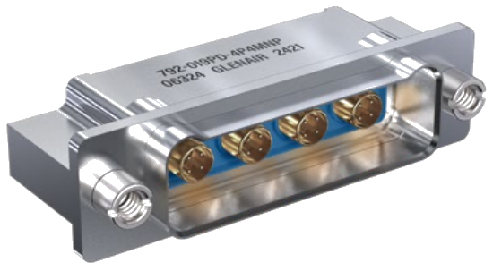 792-019 Quadrax PCB Receptacle, Straight PC Tails