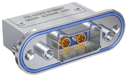 792-025 Panel Mount Quadrax PCB Receptacle, 90 Degree PC Tails