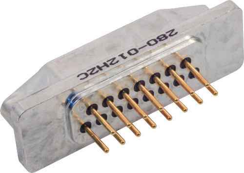 Rear Printed Circuit Board Termination, Glass-Sealed D-Subminiature Pin Connector, 280-012