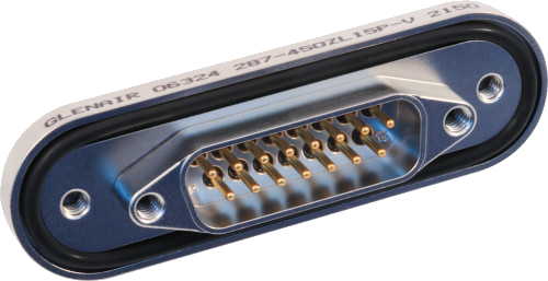 Glass Sealed Rear Panel Mount D-Subminiature Pin Connector with O-Ring, 280-113