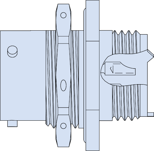 Bayonet Coupling Jam-Nut Receptacle with Accessory Threads, 230-043