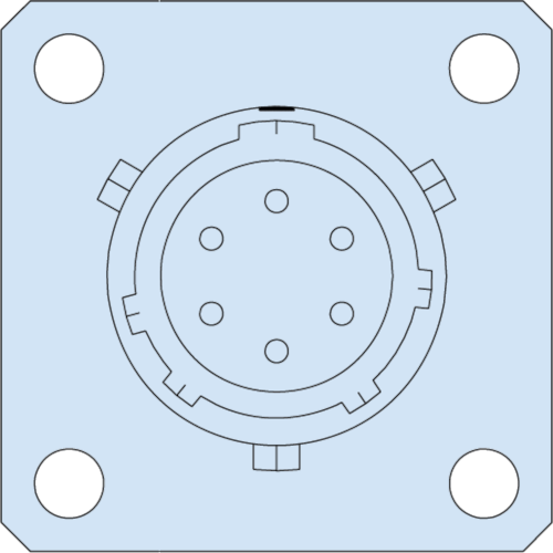 Square Flange Mount Receptacle, 230-046