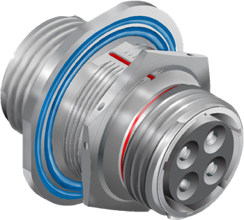 Hermetic Jam Nut Feed-Thru Receptacle, 2 O-Rings, 970-026