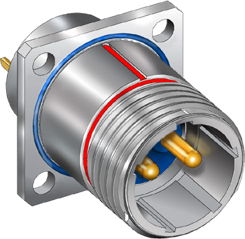 Square Flange Hermetic Receptacle with O-Ring, 970-030
