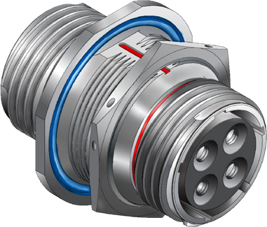 Lightweight Hermetic Jam Nut Feed-Thru Receptacle, 970-041