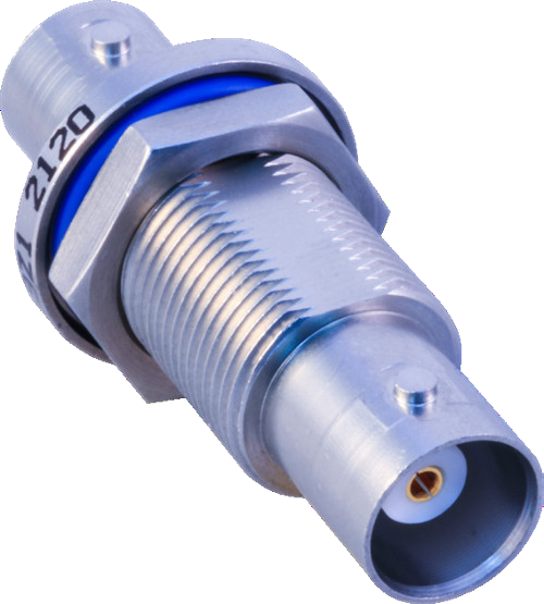 50 Ohm BNC Series Socket Connector, Hermetic • Bulkhead Feedthrough, GRF05-0002