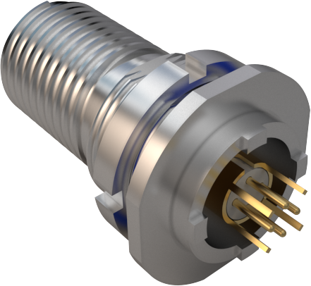 Hermetic PC Tail Receptacles with Size 8 High-Speed, RF, and Power Contacts, 801-107