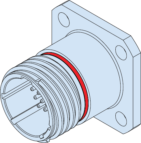 Square Flange, Flush Rear PCB Receptacle Connector, 806-064