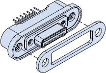 891-029 and 891-030 Rear Panel Mount, Vertical Thru Hole PCB Nano Rectangular Connectors with Gasket Seal