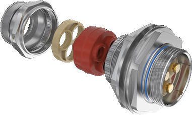 Jam-Nut Receptacle with Banding Platform, Compression Grommet for Tape-Wrapped or Extrusion-Insulated Wire, 972-103
