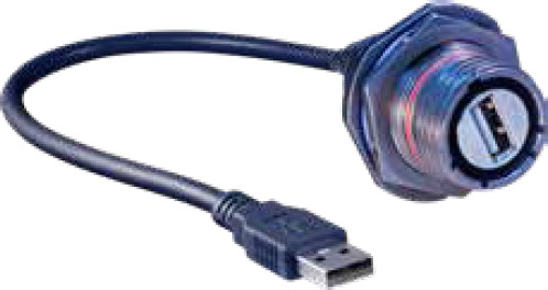 2330-0015 Glenair SuperSeal™ USB 2.0 cable jumpers, with SuperNine® connectors to standard USB Type A plug